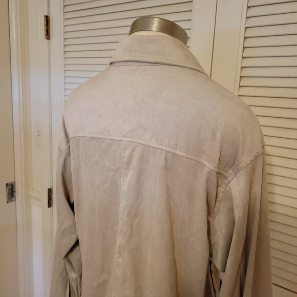 Max Studio London Beige Cropped Button Front Drawstring Sweater Medium - Picture 6 of 8